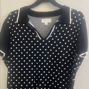 Elle Women's Dark Blue Polka Dot Blouse